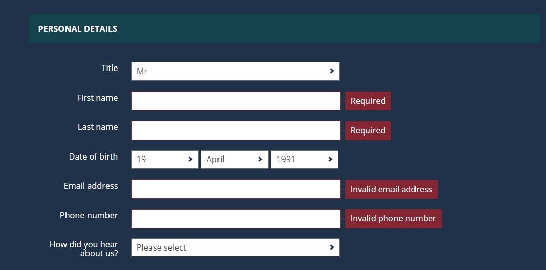 Sporting Index Registration